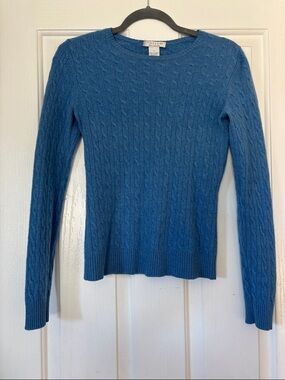 Cashmere Cable-Knit Crewneck Sweater - Blue